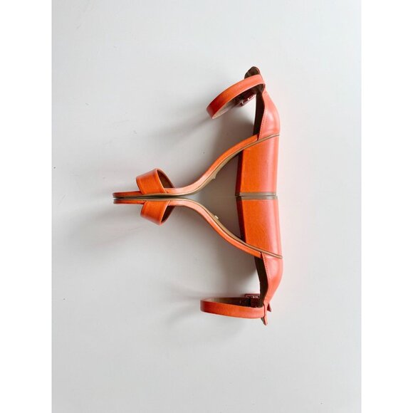 L'INTERVALLE Eos Orange Leather Open Toe Ankle Strap Block Heel Sandals, Size 7 - Picture 11 of 14